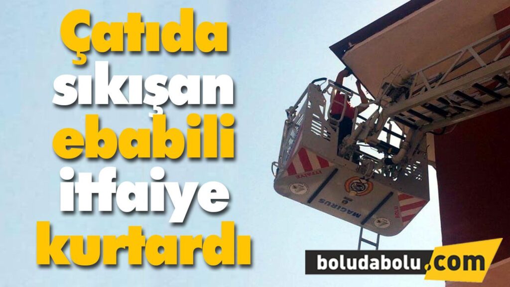 Çatıda sıkışan ebabili tfaiye kurtardı Çatıda sıkışan ebabili tfaiye kurtardı