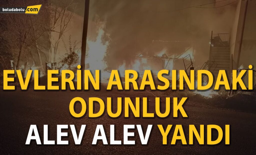 Evlerin arasındaki odunluk alev alev yandı Evlerin arasındaki odunluk alev alev yandı