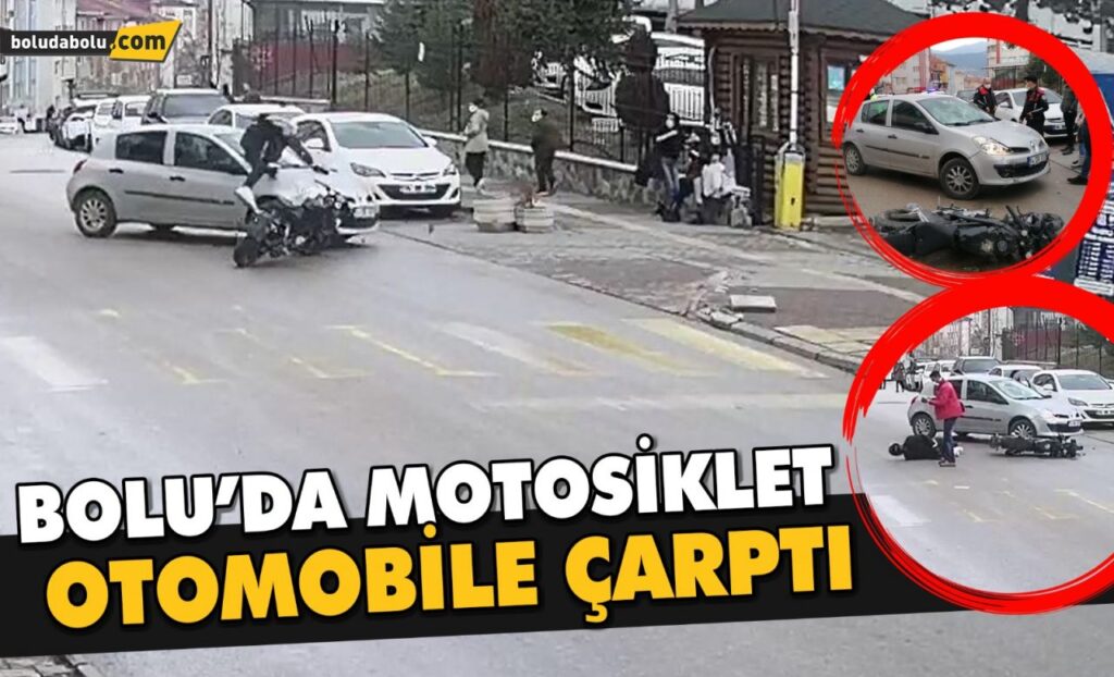 Bolu’da motosikletin otomobile çarpma anı güvenlik kamerasında Bolu’da motosikletin otomobile çarpma anı güvenlik kamerasında