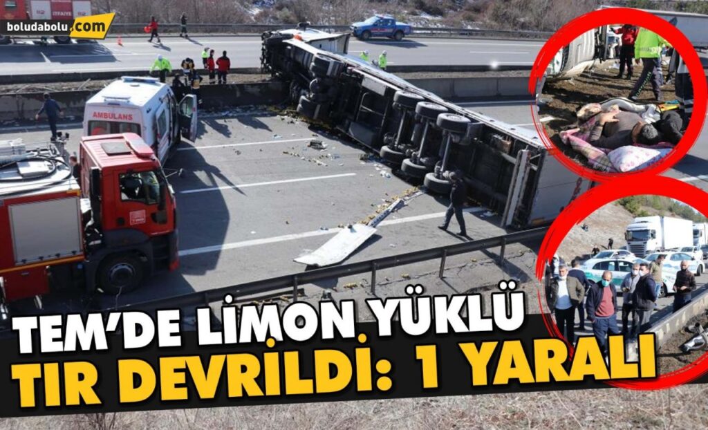 TEM’de limon yüklü tır devrildi: 1 yaralı TEM’de limon yüklü tır devrildi: 1 yaralı