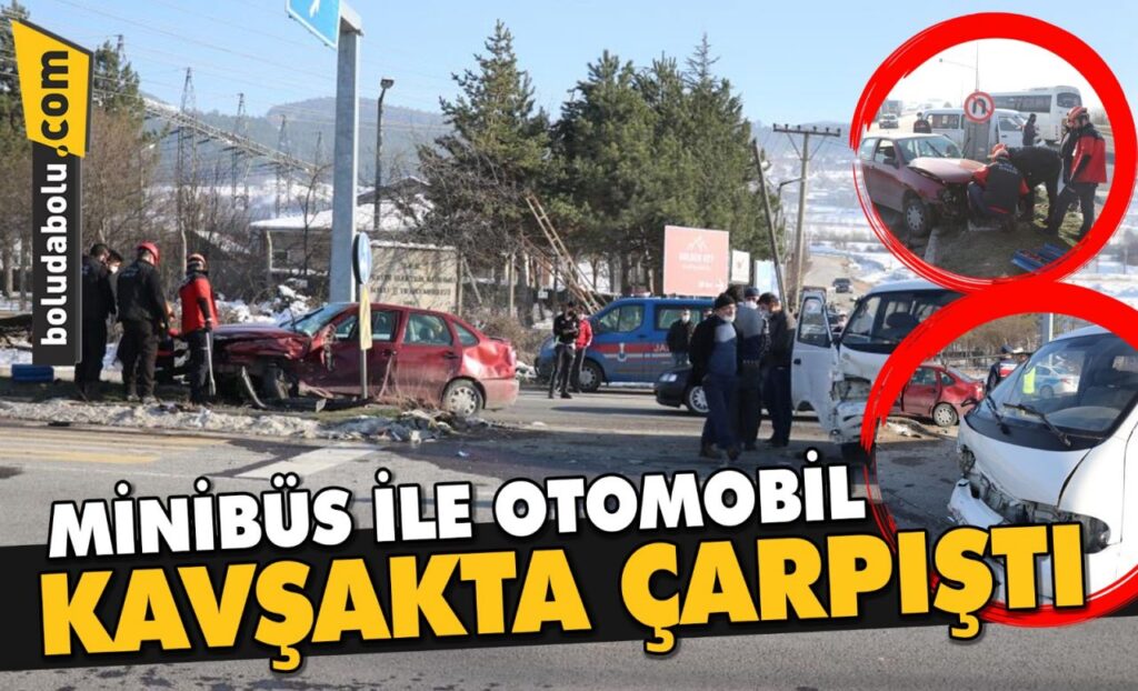 Minibüs ile otomobil kavşakta çarpıştı: 2 yaralı Minibüs ile otomobil kavşakta çarpıştı: 2 yaralı