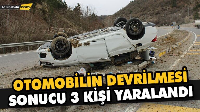 OTOMOBİLİN DEVRİLMESİ SONUCU 3 KİŞİ YARALANDI
