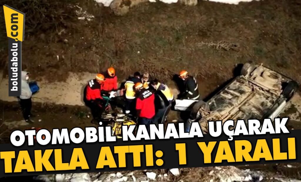 Bolu’da otomobil kanala uçarak takla attı: 1 yaralı Bolu’da otomobil kanala uçarak takla attı: 1 yaralı