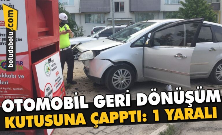 Bolu’da otomobil geri dönüşüm kutusuna çarptı: 1 yaralı