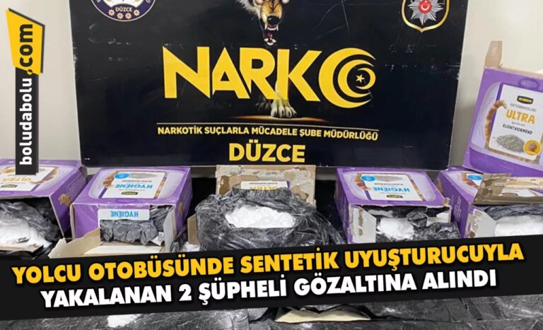 Düzce’de yolcu otobüsünde sentetik uyuşturucuyla yakalanan 2 şüpheli gözaltına alındı