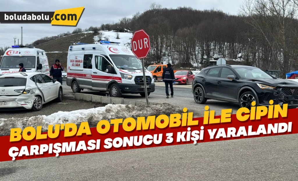 Bolu’da otomobil ile cipin çarpışması sonucu 3 kişi yaralandı Bolu’da otomobil ile cipin çarpışması sonucu 3 kişi yaralandı