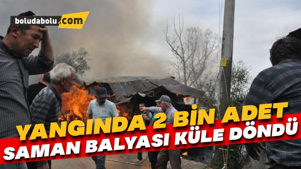 2 bin adet saman balyası alev alev yandı 2 bin adet saman balyası alev alev yandı