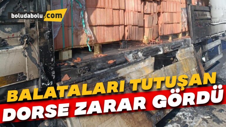TEM’de balataları tutuşan dorse zarar gördü