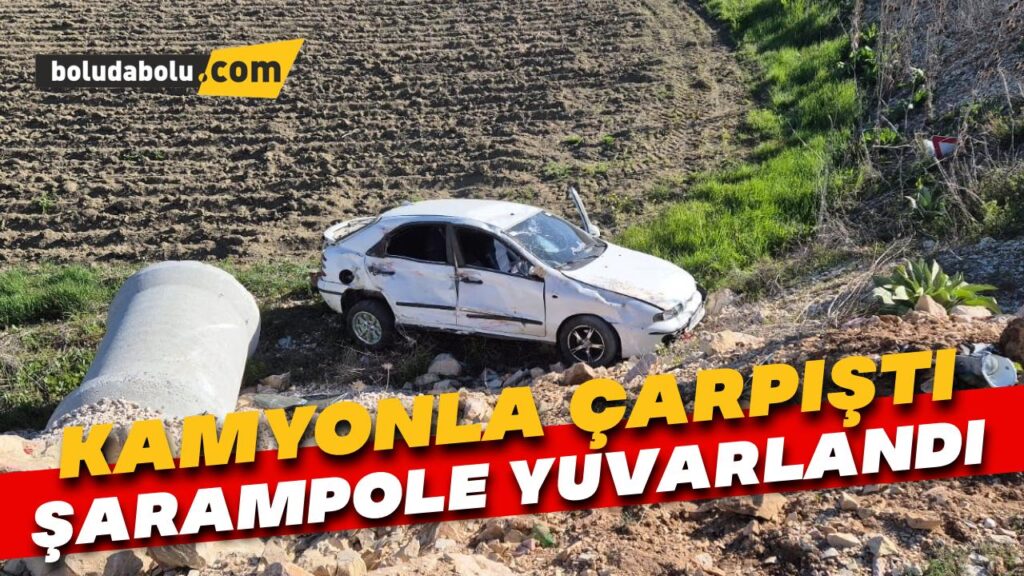 Kamyonla çarpışan otomobil, şarampole yuvarlandı: 1 yaralı Kamyonla çarpışan otomobil, şarampole yuvarlandı: 1 yaralı