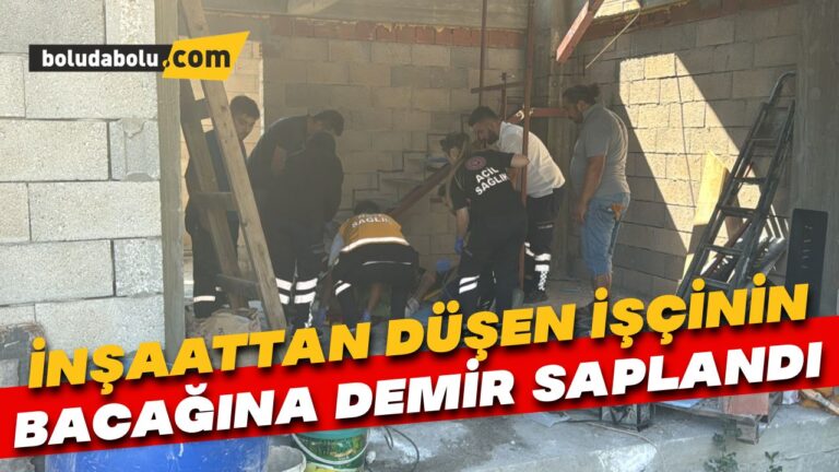 İnşaattan düşen işçinin bacağına demir saplandı