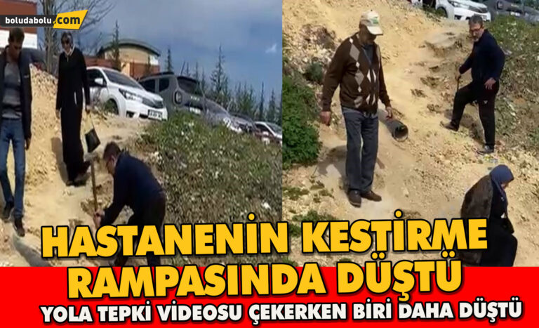 Hastanenin kestirme rampasında düştü: Yola tepki videosu çekerken biri daha düştü